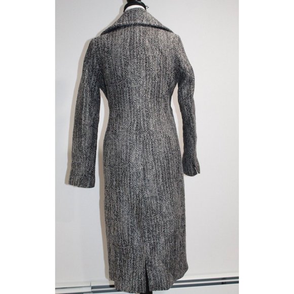All Saints Aren Coat Size 4 Wool Hepburn Steampunk Modern Minimalist Herringbone - Picture 3 of 11